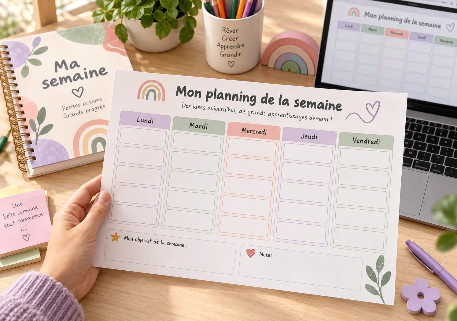 Support imprimé « Mon planning de la semaine »