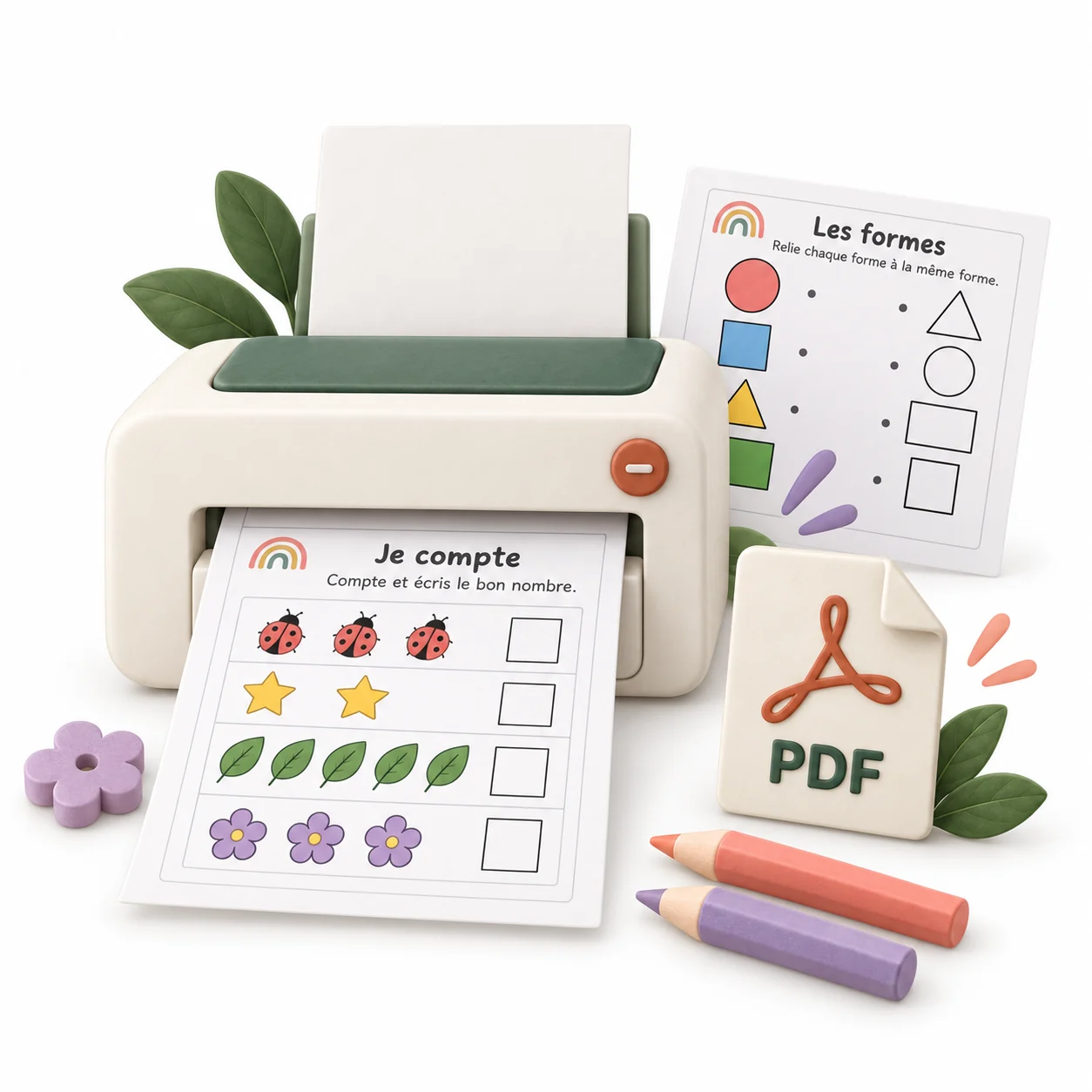 Imprimante et fichier PDF illustrant l’impression des pages utiles