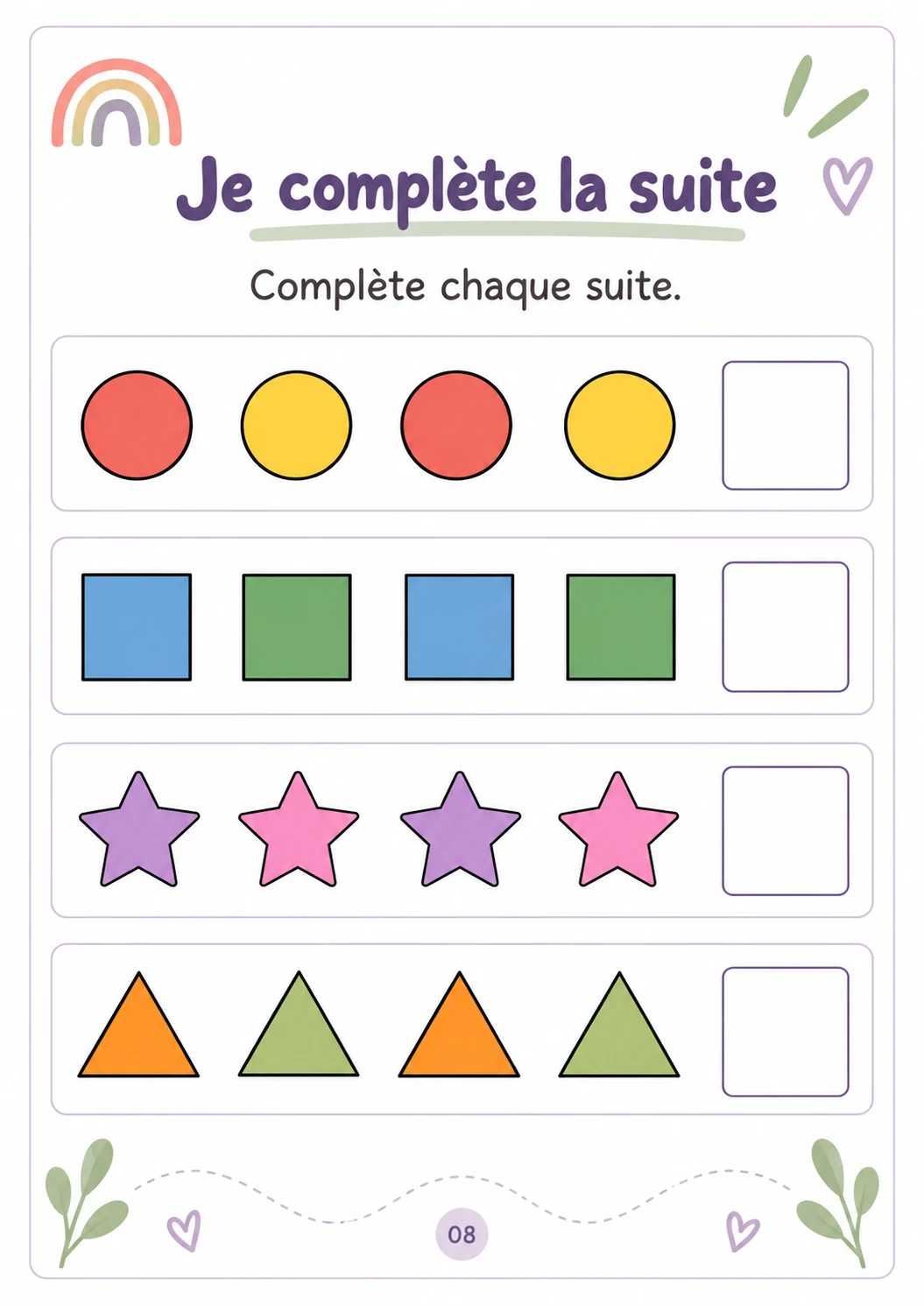 Fiche d’activité de suites logiques