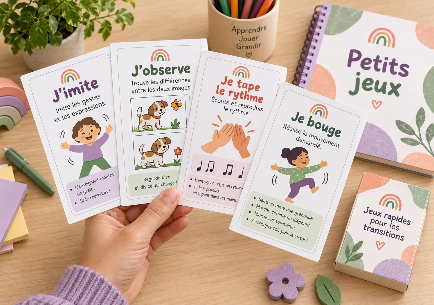 Cartes de jeux rapides pour les transitions